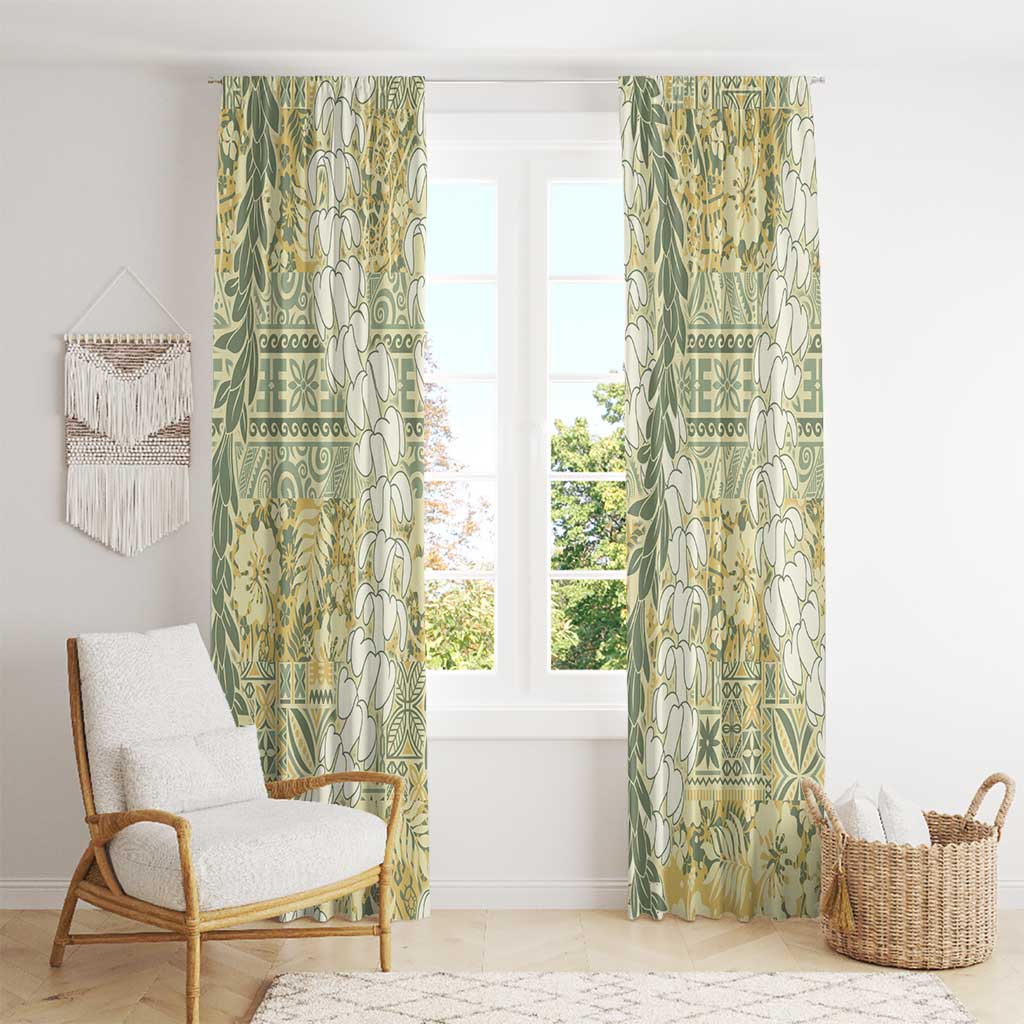 Vintage Puakenikeni and Maile Lei Window Curtain Hawaiian Style Tribal Tapa Double Strand Lei