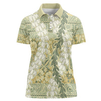 Vintage Puakenikeni and Maile Lei Women Polo Shirt Hawaiian Style Tribal Tapa Double Strand Lei LT9 Female Vintage - Polynesian Pride