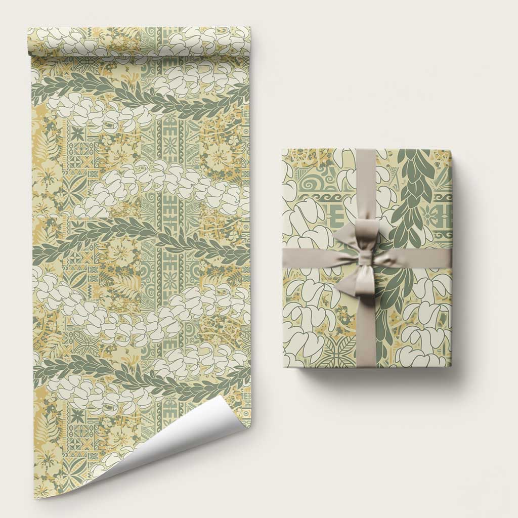 Vintage Puakenikeni and Maile Lei Wrapping Paper Hawaiian Style Tribal Tapa Double Strand Lei - Polynesian Pride