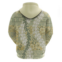 Vintage Puakenikeni and Maile Lei Zip Hoodie Hawaiian Style Tribal Tapa Double Strand Lei LT9 - Polynesian Pride