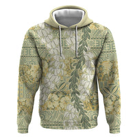 Vintage Puakenikeni and Maile Lei Zip Hoodie Hawaiian Style Tribal Tapa Double Strand Lei LT9 Pullover Hoodie Vintage - Polynesian Pride
