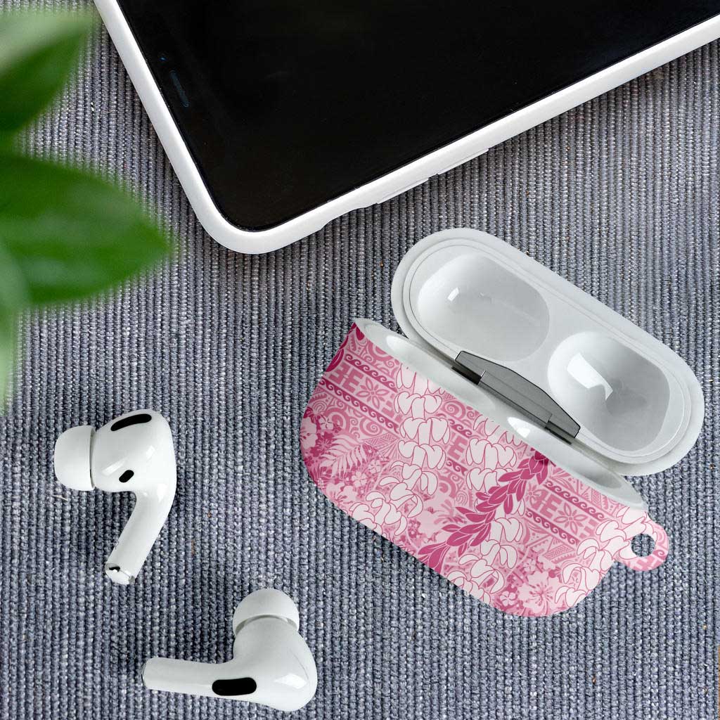 Pink Puakenikeni and Maile Lei AirPods Case Hawaiian Style Tribal Tapa Double Strand Lei - Polynesian Pride