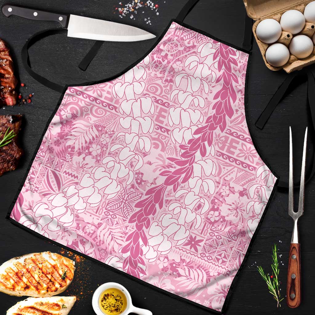 Pink Puakenikeni and Maile Lei Apron Hawaiian Style Tribal Tapa Double Strand Lei - Polynesian Pride