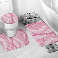 Pink Puakenikeni and Maile Lei Bathroom Set Hawaiian Style Tribal Tapa Double Strand Lei - Polynesian Pride