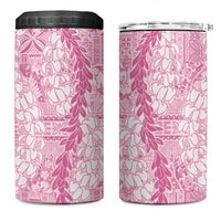 Pink Puakenikeni and Maile Lei 4 in 1 Can Cooler Tumbler Hawaiian Style Tribal Tapa Double Strand Lei LT9 One Size: 16 oz Pink - Polynesian Pride