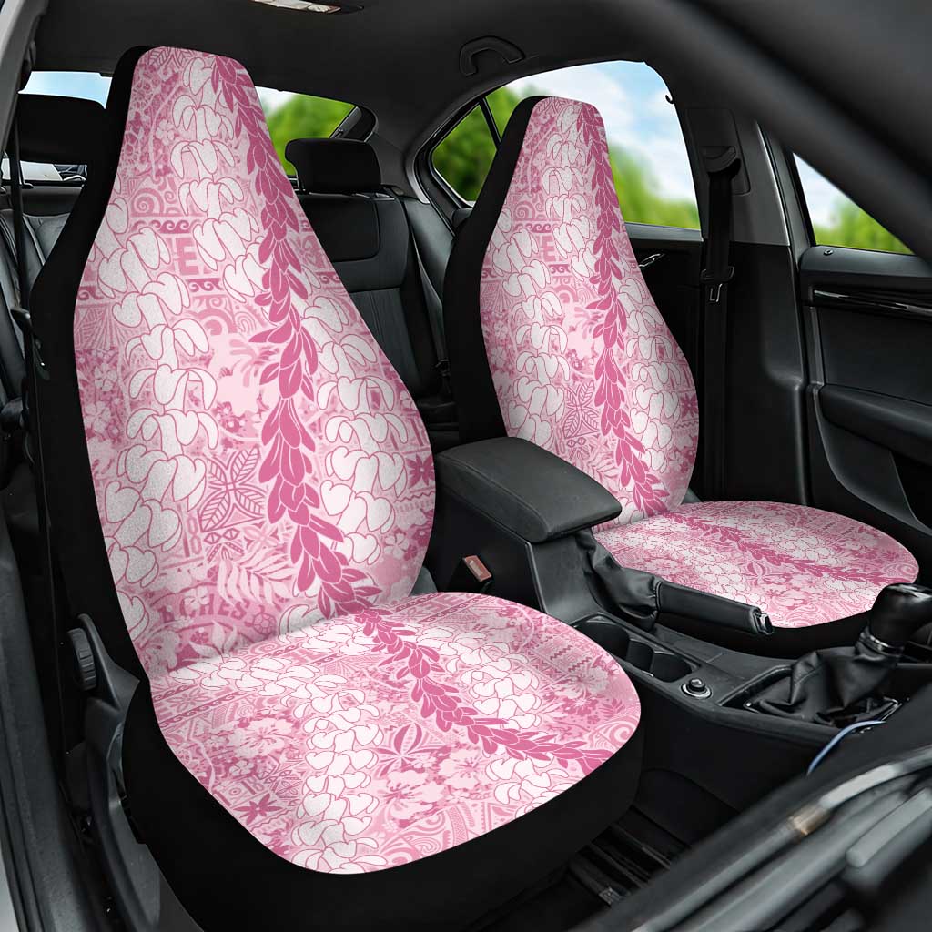 Pink Puakenikeni and Maile Lei Car Seat Cover Hawaiian Style Tribal Tapa Double Strand Lei LT9 One Size Pink - Polynesian Pride