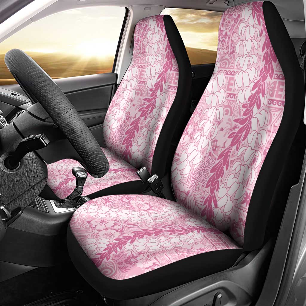 Pink Puakenikeni and Maile Lei Car Seat Cover Hawaiian Style Tribal Tapa Double Strand Lei LT9 - Polynesian Pride