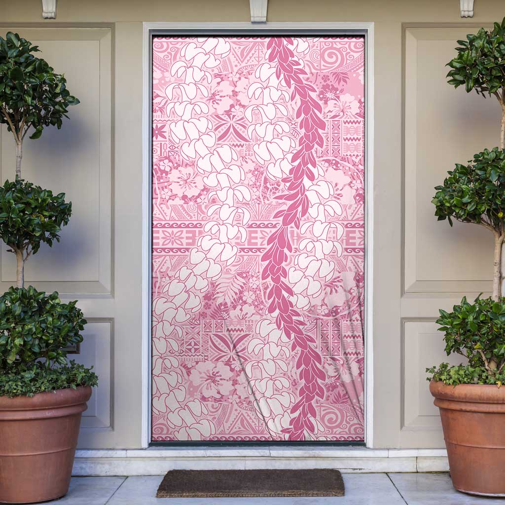 Pink Puakenikeni and Maile Lei Door Cover Hawaiian Style Tribal Tapa Double Strand Lei LT9 Pink - Polynesian Pride