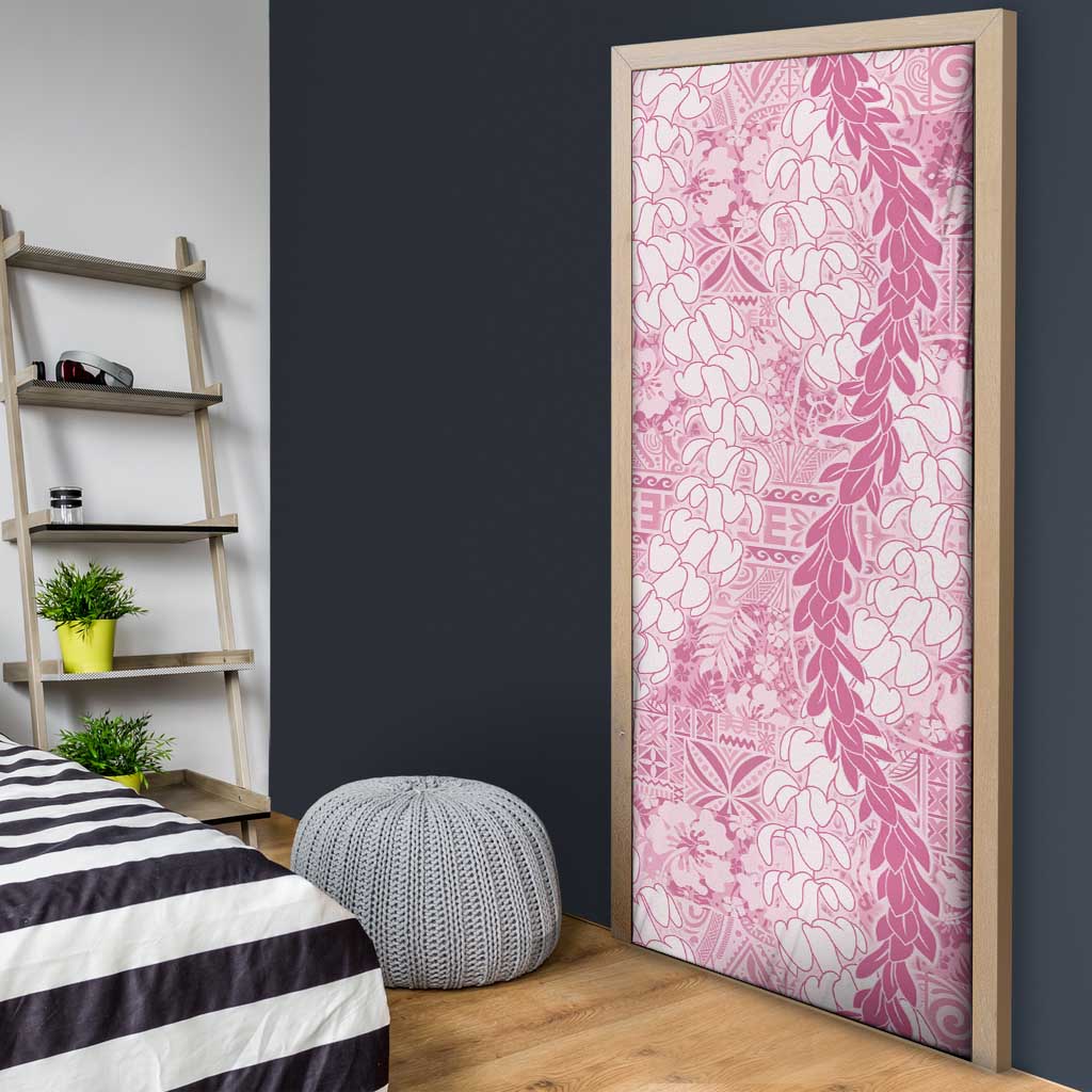 Pink Puakenikeni and Maile Lei Door Cover Hawaiian Style Tribal Tapa Double Strand Lei LT9 - Polynesian Pride