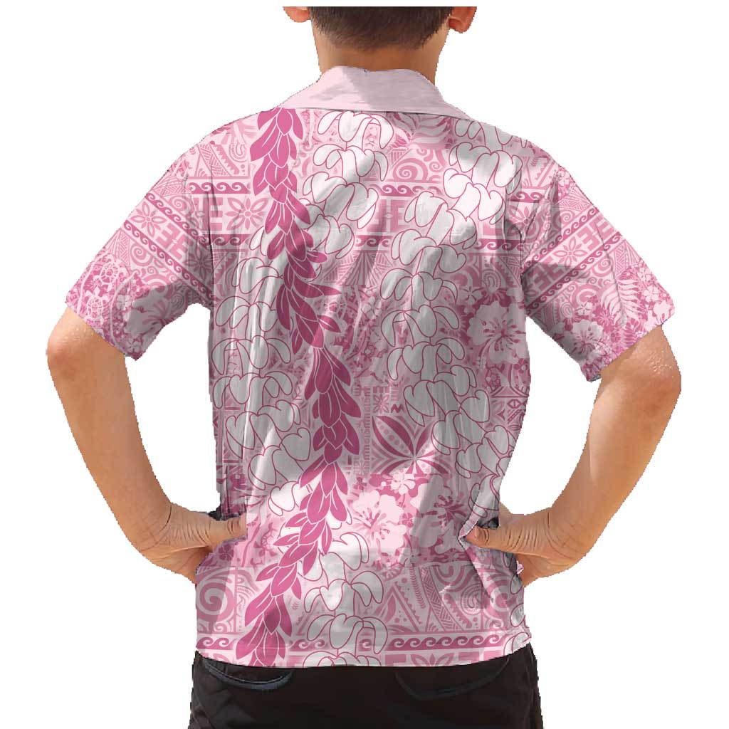Pink Puakenikeni and Maile Lei Family Matching Mermaid Dress and Hawaiian Shirt Hawaiian Style Tribal Tapa Double Strand Lei LT9 - Polynesian Pride