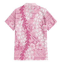Pink Puakenikeni and Maile Lei Family Matching Mermaid Dress and Hawaiian Shirt Hawaiian Style Tribal Tapa Double Strand Lei LT9 - Polynesian Pride