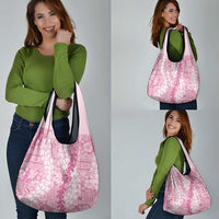 Pink Puakenikeni and Maile Lei Grocery Bag Hawaiian Style Tribal Tapa Double Strand Lei