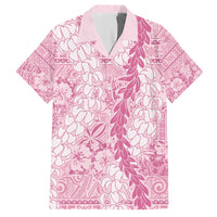Pink Puakenikeni and Maile Lei Hawaiian Shirt Hawaiian Style Tribal Tapa Double Strand Lei LT9 Pink - Polynesian Pride