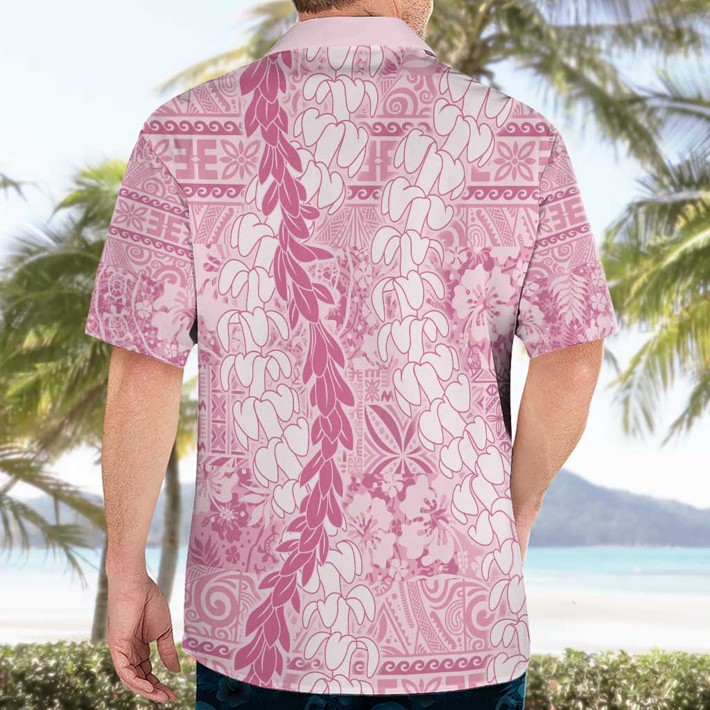 Pink Puakenikeni and Maile Lei Hawaiian Shirt Hawaiian Style Tribal Tapa Double Strand Lei LT9 - Polynesian Pride