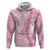 Pink Puakenikeni and Maile Lei Hoodie Hawaiian Style Tribal Tapa Double Strand Lei