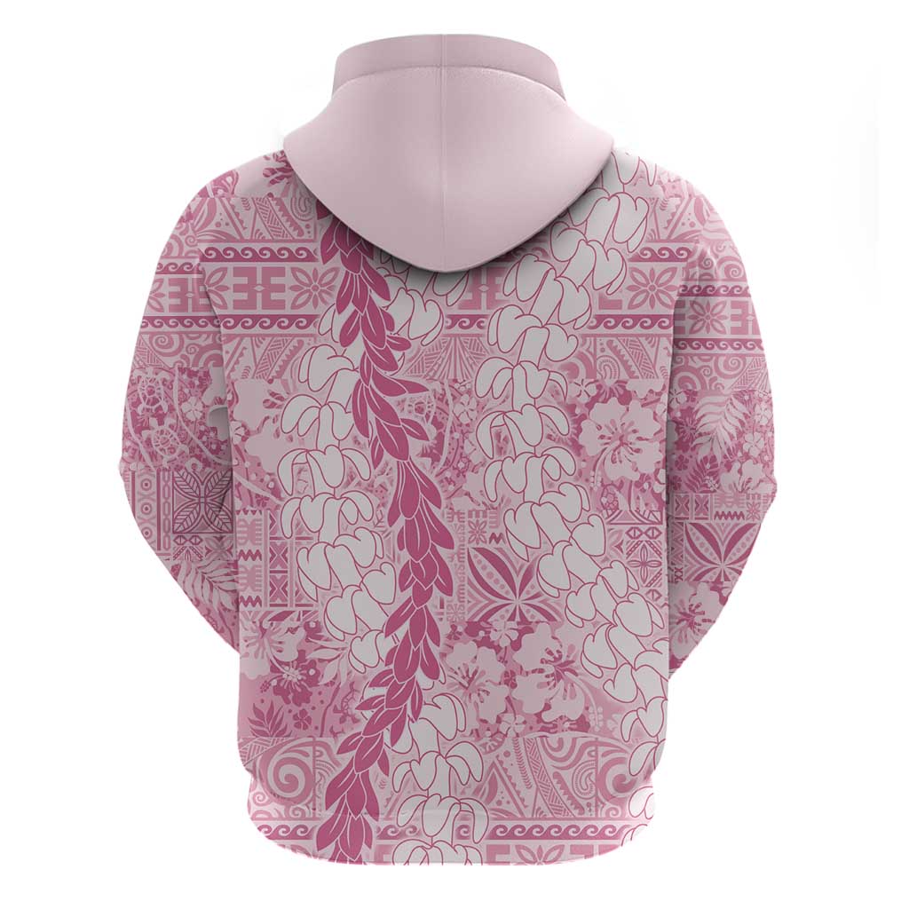 Pink Puakenikeni and Maile Lei Hoodie Hawaiian Style Tribal Tapa Double Strand Lei LT9 - Polynesian Pride