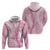 Pink Puakenikeni and Maile Lei Hoodie Hawaiian Style Tribal Tapa Double Strand Lei