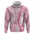 Pink Puakenikeni and Maile Lei Hoodie Hawaiian Style Tribal Tapa Double Strand Lei