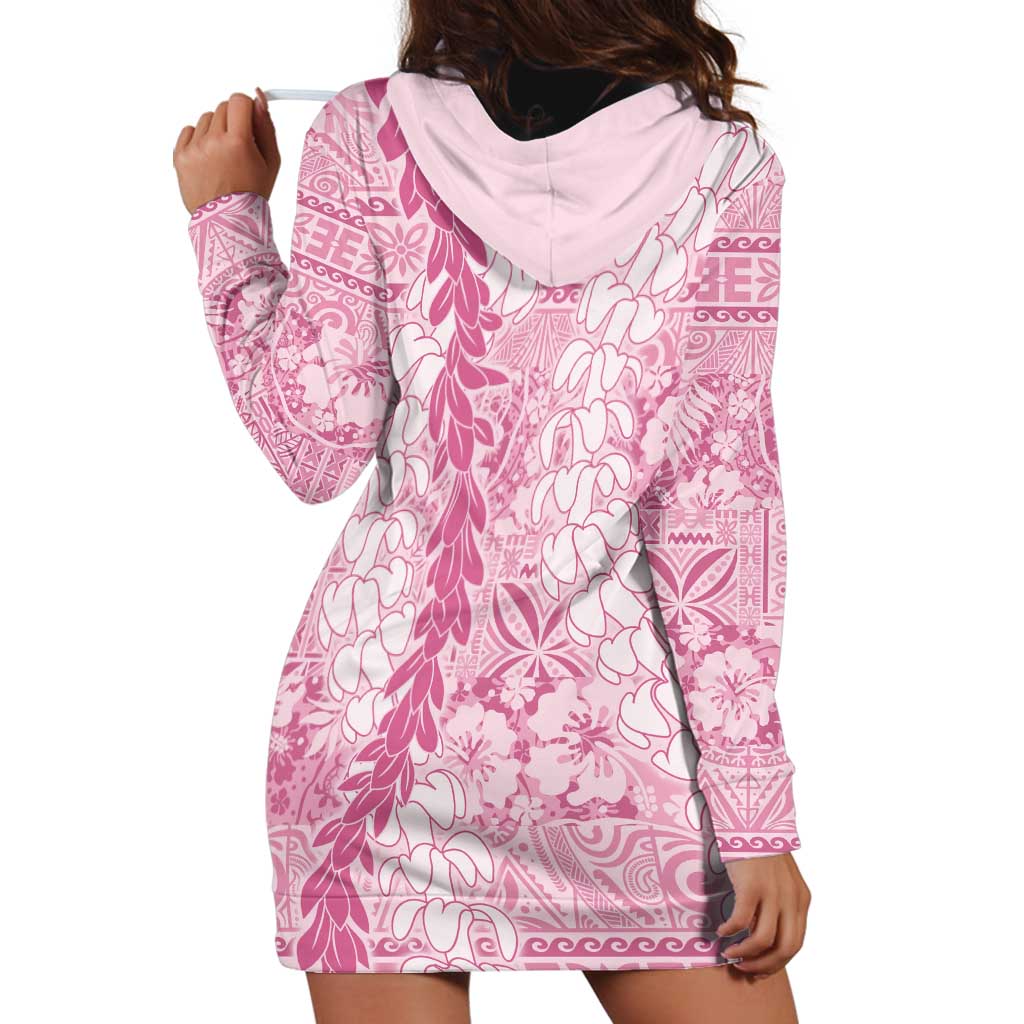 Pink Puakenikeni and Maile Lei Hoodie Dress Hawaiian Style Tribal Tapa Double Strand Lei LT9 - Polynesian Pride