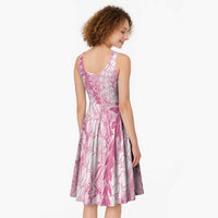 Pink Puakenikeni and Maile Lei Midi Dress Hawaiian Style Tribal Tapa Double Strand Lei LT9 - Polynesian Pride