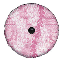 Pink Puakenikeni and Maile Lei Spare Tire Cover Hawaiian Style Tribal Tapa Double Strand Lei LT9 - Polynesian Pride