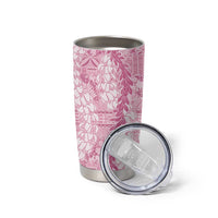 Pink Puakenikeni and Maile Lei Tumbler Cup Hawaiian Style Tribal Tapa Double Strand Lei LT9 - Polynesian Pride