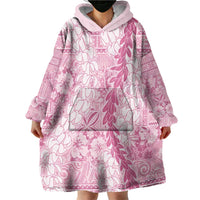 Pink Puakenikeni and Maile Lei Wearable Blanket Hoodie Hawaiian Style Tribal Tapa Double Strand Lei LT9 - Polynesian Pride