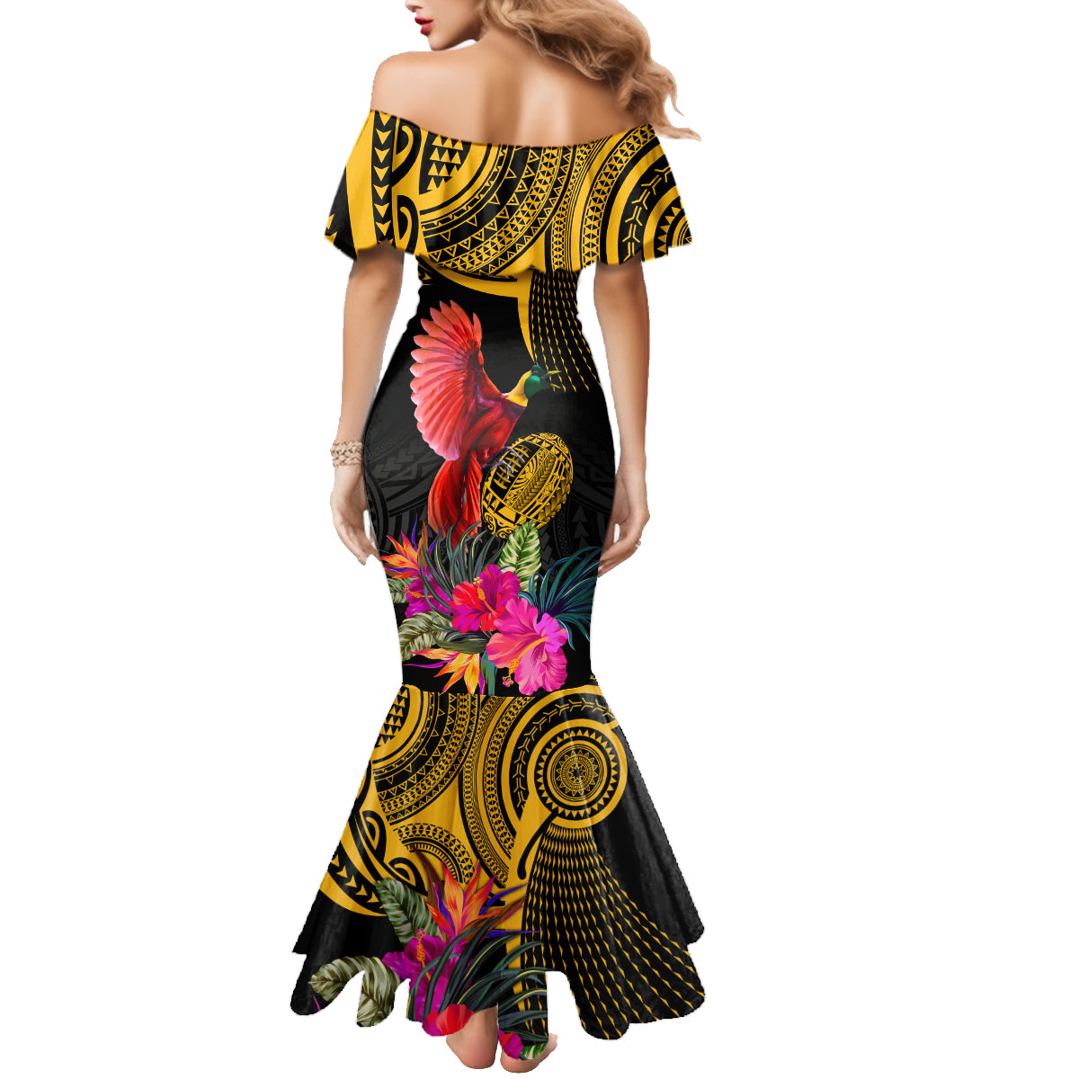 Personalised Papua New Guinea Rugby Family Matching Mermaid Dress and Hawaiian Shirt PNG Kumuls Champions Pacific Bowl LT9 - Polynesian Pride