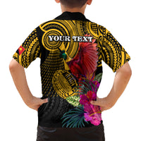 Personalised Papua New Guinea Rugby Family Matching Off Shoulder Long Sleeve Dress and Hawaiian Shirt PNG Kumuls Champions Pacific Bowl LT9 - Polynesian Pride