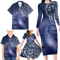 New Zealand Galaxy Fern Family Matching Long Sleeve Bodycon Dress and Hawaiian Shirt LT9 - Polynesian Pride