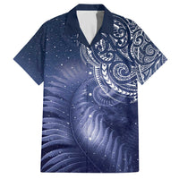 New Zealand Galaxy Fern Family Matching Off The Shoulder Long Sleeve Dress and Hawaiian Shirt LT9 Dad's Shirt - Short Sleeve Galaxy - Polynesian Pride