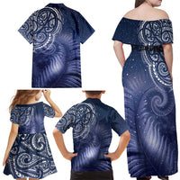 New Zealand Galaxy Fern Family Matching Off Shoulder Maxi Dress and Hawaiian Shirt LT9 - Polynesian Pride