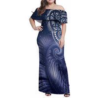 New Zealand Galaxy Fern Family Matching Off Shoulder Maxi Dress and Hawaiian Shirt LT9 Mom's Dress Galaxy - Polynesian Pride