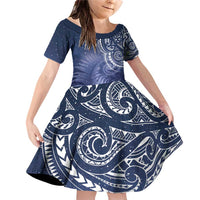 New Zealand Galaxy Fern Family Matching Off Shoulder Short Dress and Hawaiian Shirt LT9 Daughter's Dress Galaxy - Polynesian Pride