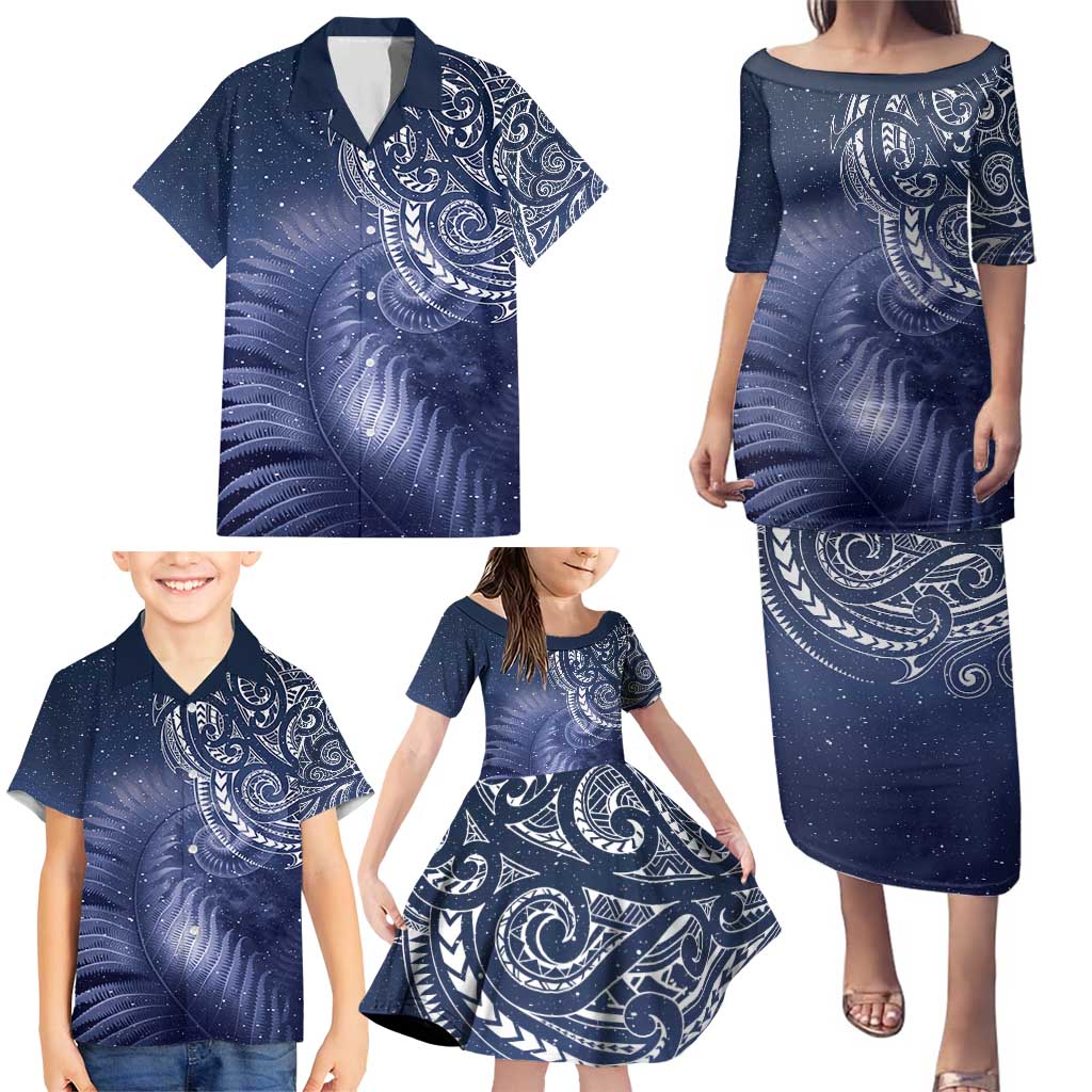 New Zealand Galaxy Fern Family Matching Puletasi and Hawaiian Shirt LT9 - Polynesian Pride