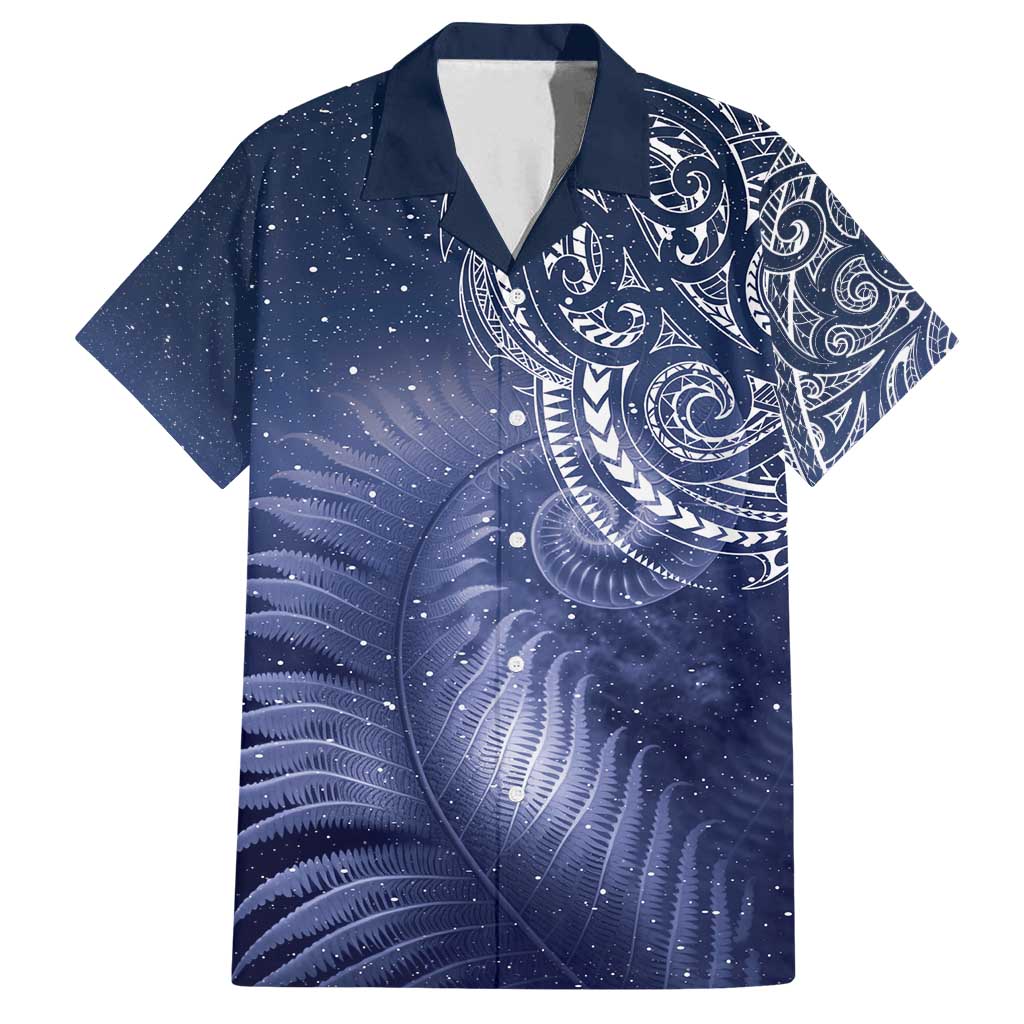 New Zealand Galaxy Fern Family Matching Puletasi and Hawaiian Shirt LT9 Dad's Shirt - Short Sleeve Galaxy - Polynesian Pride
