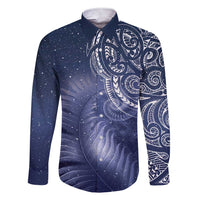 New Zealand Galaxy Fern Family Matching Short Sleeve Bodycon Dress and Hawaiian Shirt LT9 Dad's Shirt - Long Sleeve Galaxy - Polynesian Pride
