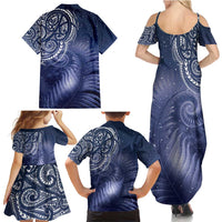 New Zealand Galaxy Fern Family Matching Summer Maxi Dress and Hawaiian Shirt LT9 - Polynesian Pride