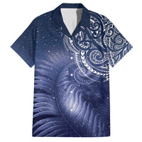 New Zealand Galaxy Fern Family Matching Summer Maxi Dress and Hawaiian Shirt LT9 Dad's Shirt - Short Sleeve Galaxy - Polynesian Pride
