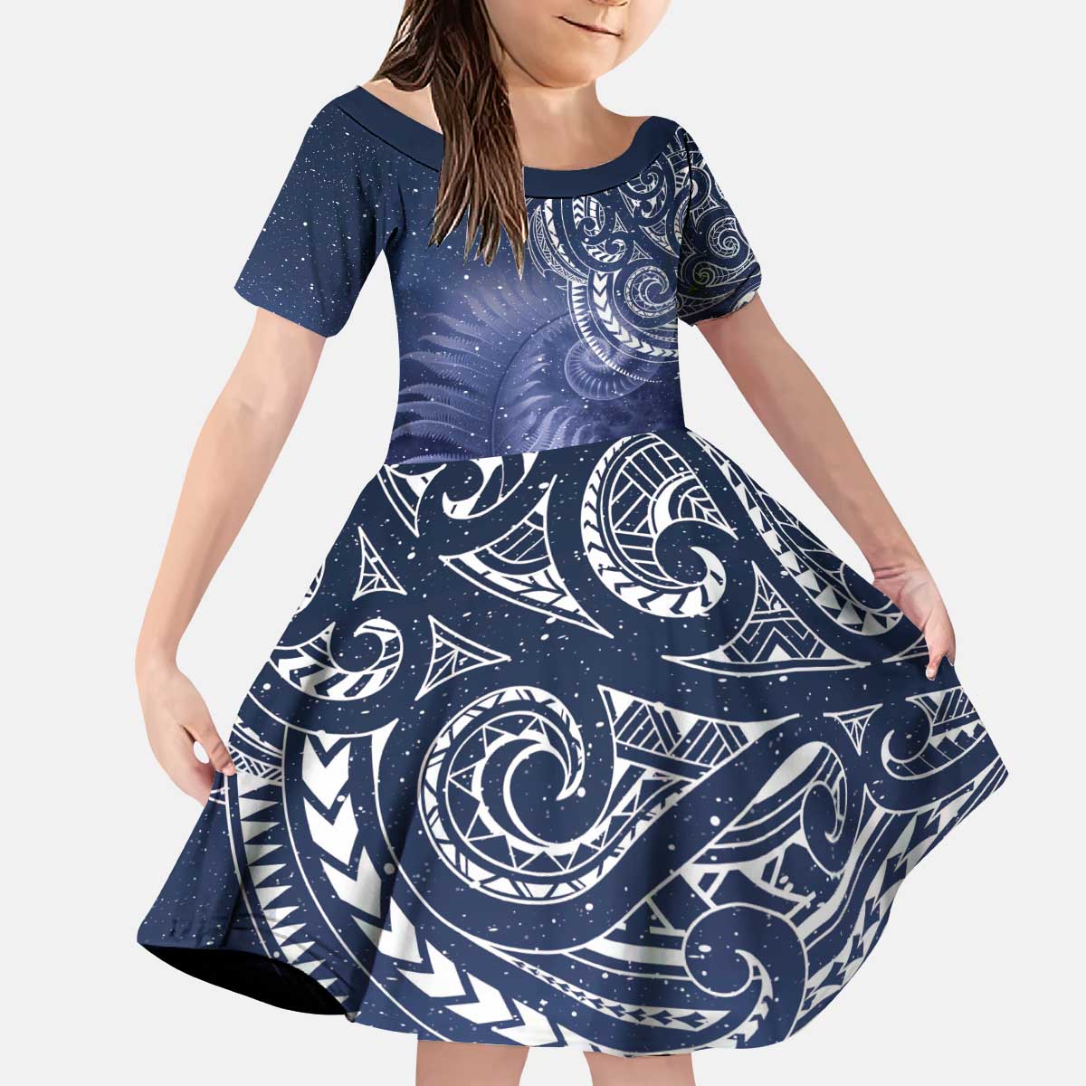 New Zealand Galaxy Fern Kid Short Sleeve Dress