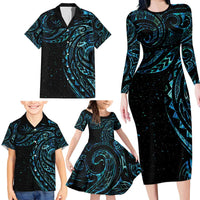 New Zealand Tribal Tattoo Family Matching Long Sleeve Bodycon Dress and Hawaiian Shirt With Matariki Art LT9 - Polynesian Pride
