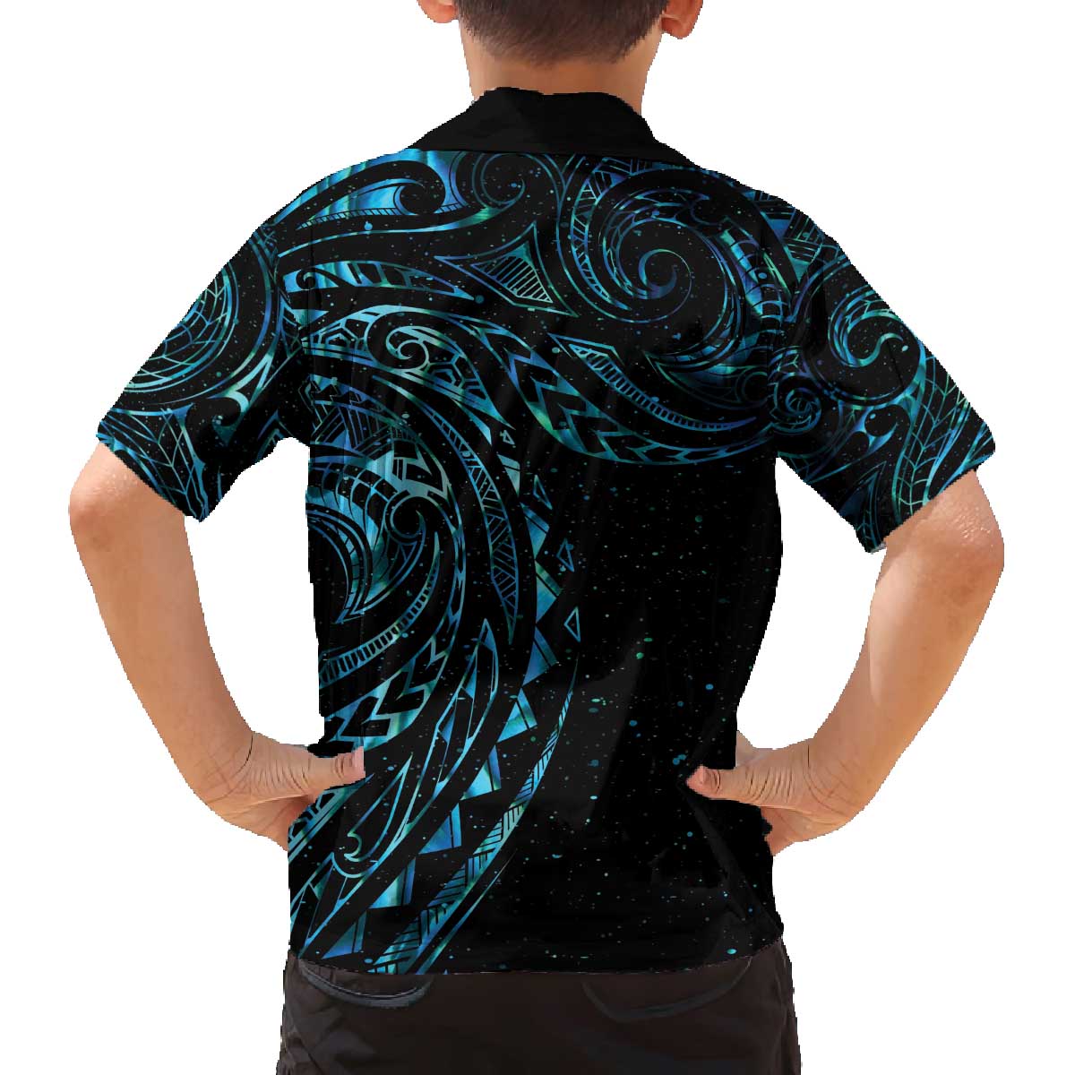 New Zealand Tribal Tattoo Family Matching Off The Shoulder Long Sleeve Dress and Hawaiian Shirt With Matariki Art LT9 - Polynesian Pride