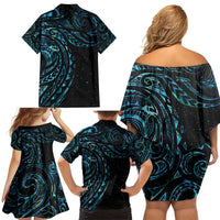 New Zealand Tribal Tattoo Family Matching Off Shoulder Short Dress and Hawaiian Shirt With Matariki Art LT9 - Polynesian Pride
