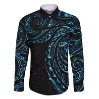 New Zealand Tribal Tattoo Family Matching Off Shoulder Short Dress and Hawaiian Shirt With Matariki Art LT9 Dad's Shirt - Long Sleeve Galaxy - Polynesian Pride