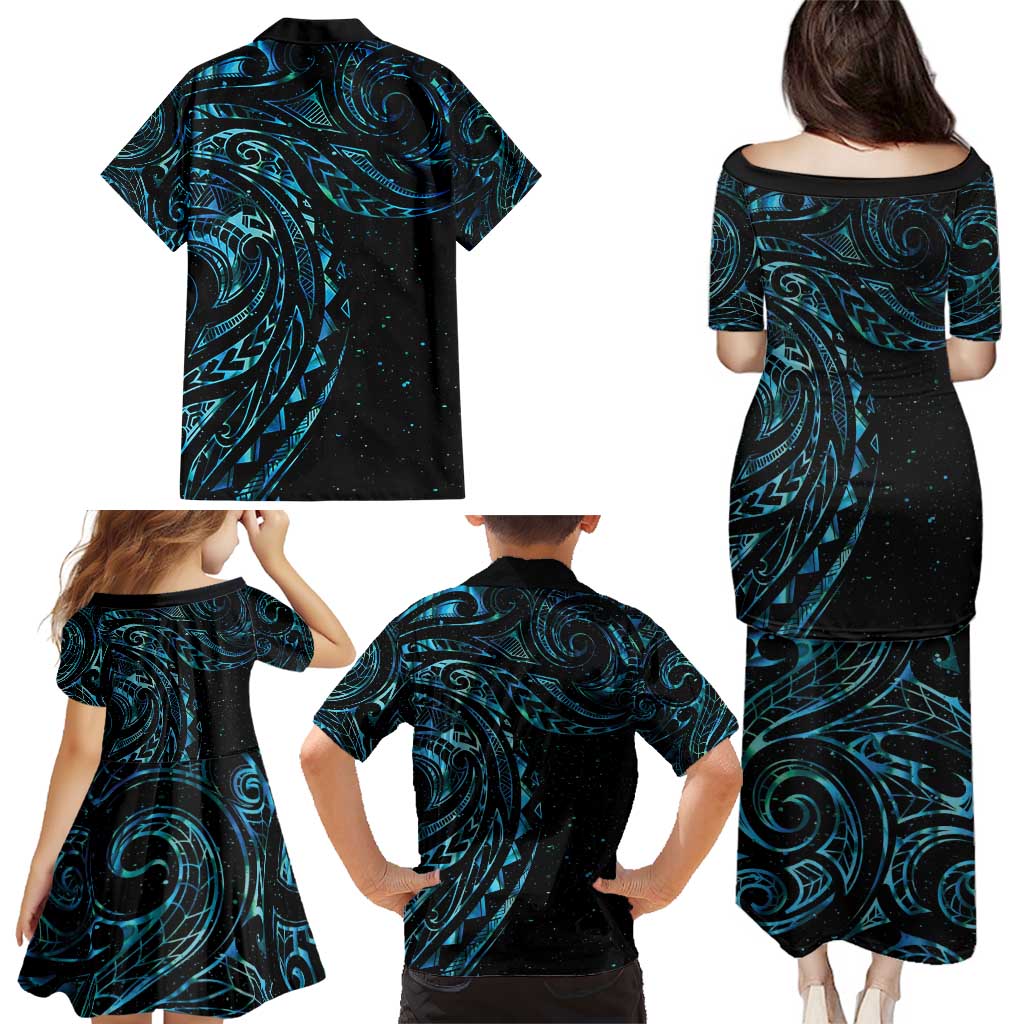 New Zealand Tribal Tattoo Family Matching Puletasi and Hawaiian Shirt With Matariki Art LT9 - Polynesian Pride