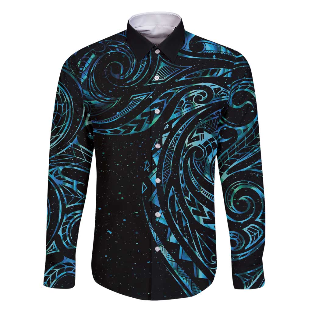 New Zealand Tribal Tattoo Family Matching Short Sleeve Bodycon Dress and Hawaiian Shirt With Matariki Art LT9 Dad's Shirt - Long Sleeve Galaxy - Polynesian Pride