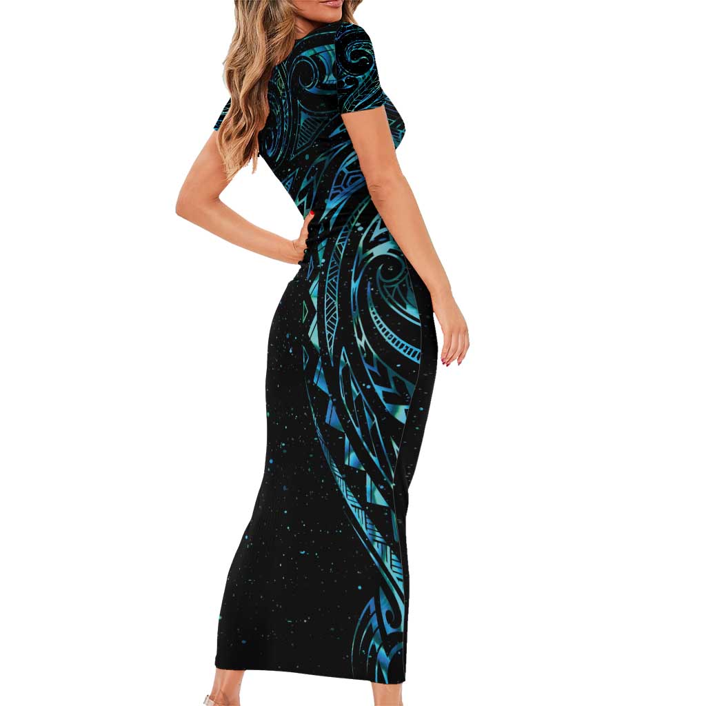 New Zealand Tribal Tattoo Family Matching Short Sleeve Bodycon Dress and Hawaiian Shirt With Matariki Art LT9 - Polynesian Pride