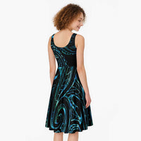 New Zealand Matariki Midi Dress Galaxy Maori Tribal Tattoo - Polynesian Pride