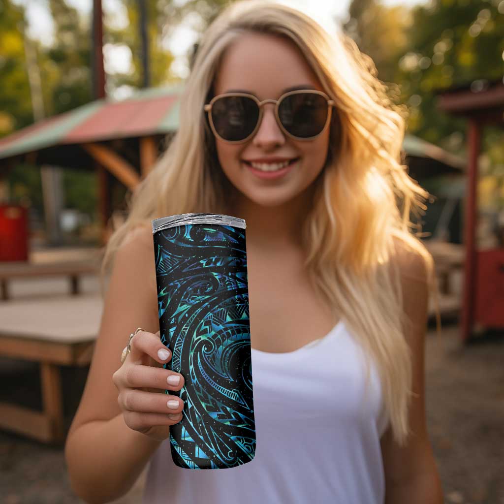 New Zealand Tribal Tattoo Skinny Tumbler With Matariki Art LT9 - Polynesian Pride