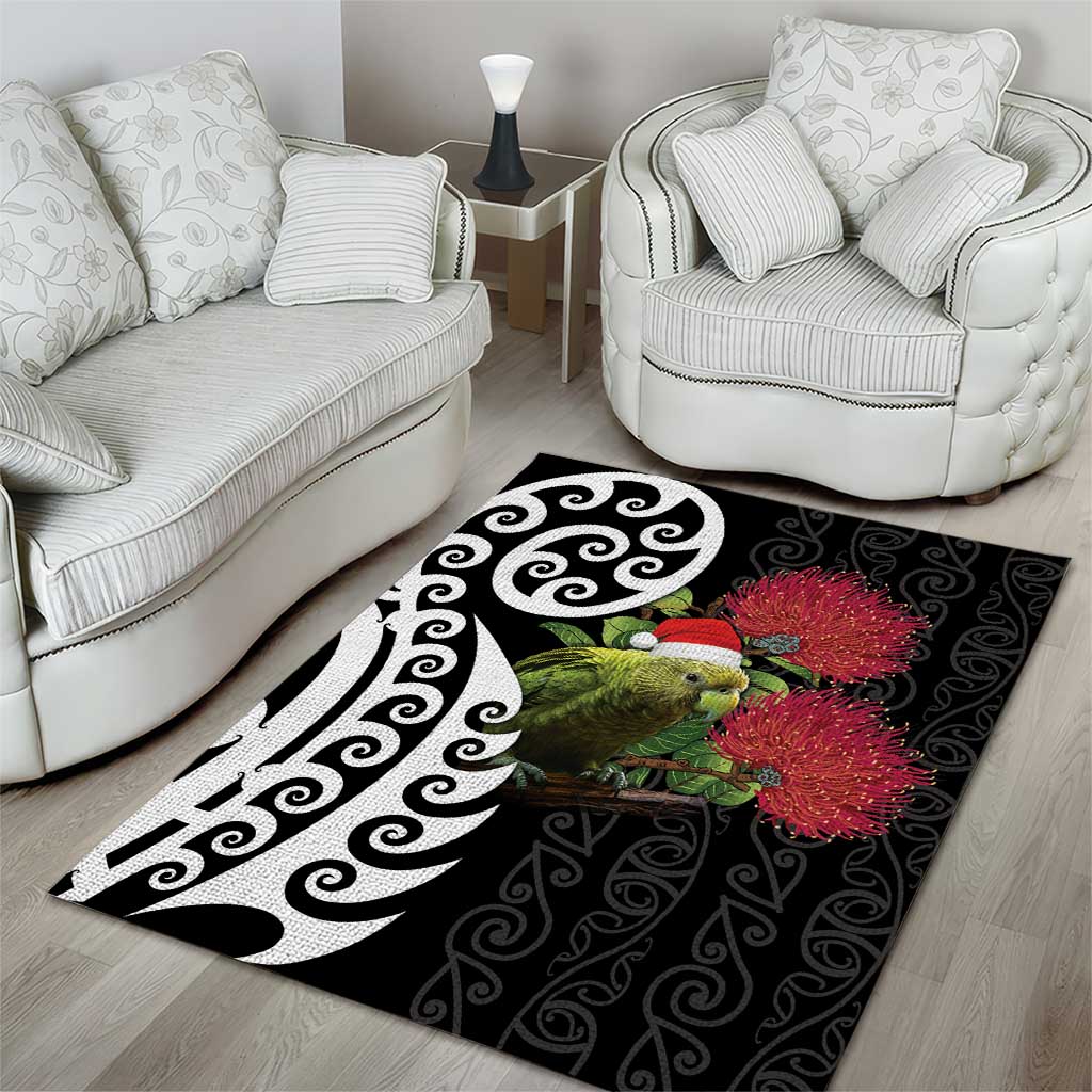 New Zealand Kakapo Christmas Area Rug Meri Kirihimete Pohutukawa Flowers LT9 - Polynesian Pride